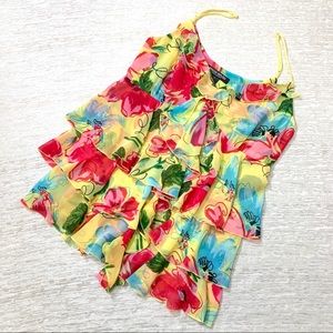 Bisou Bisou Michele Bohbot ruffled floral Top